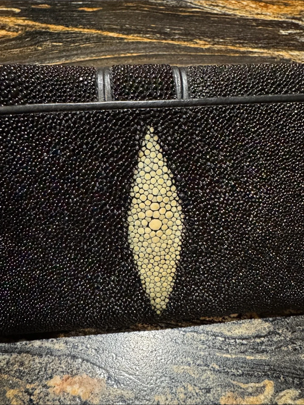 Black Stingray Leather Clutch Wallet - Women Accessories